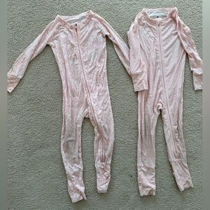 Motette Bamboo Footed Sleeper Bundle 12-18M Pink Floral Stripe Set of 2